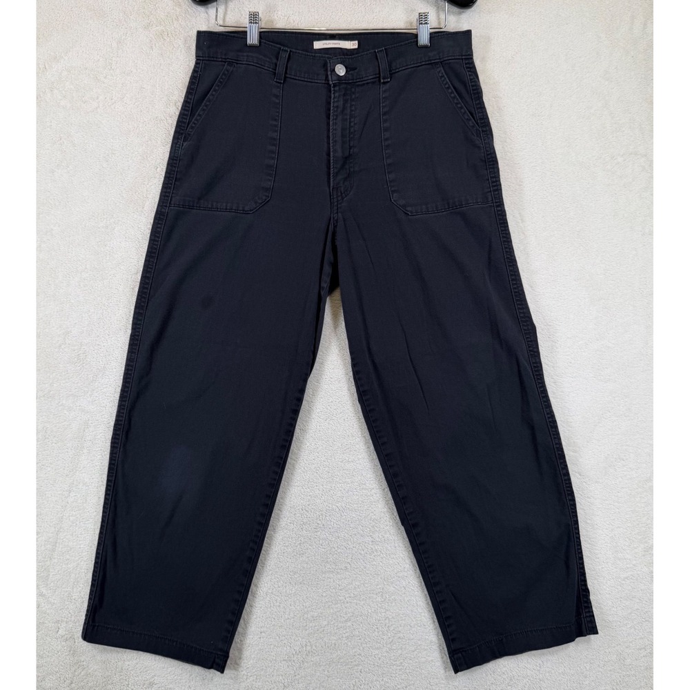 Levis Utility Pants Womens 30 Black High Rise Straight Leg Pocket Faded